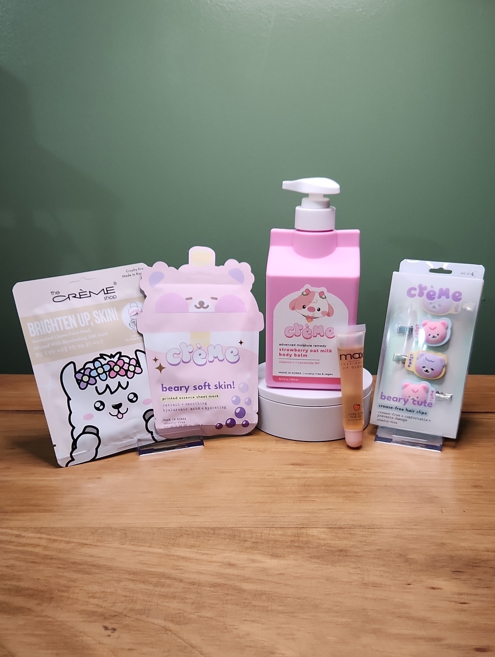 The Creme Shop Beauty Bundle- Face Masks, Body Balm, Hair Clips, Lip Gloss